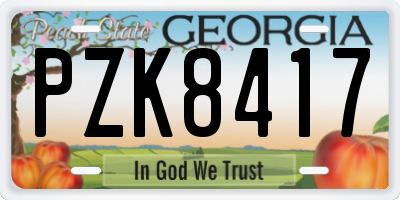 GA license plate PZK8417