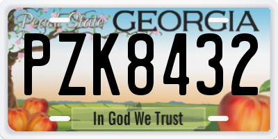 GA license plate PZK8432