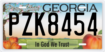 GA license plate PZK8454