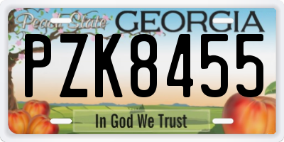 GA license plate PZK8455
