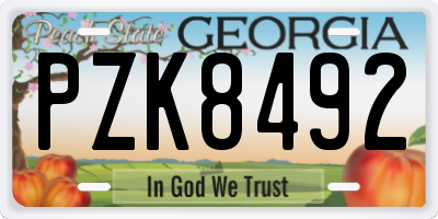 GA license plate PZK8492