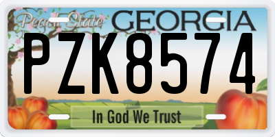 GA license plate PZK8574