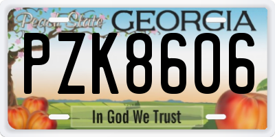 GA license plate PZK8606