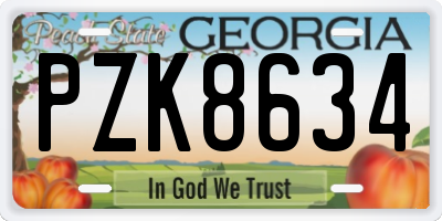 GA license plate PZK8634