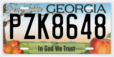 GA license plate PZK8648