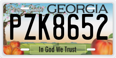 GA license plate PZK8652