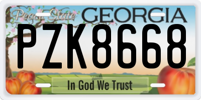 GA license plate PZK8668