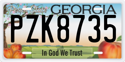 GA license plate PZK8735