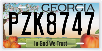 GA license plate PZK8747