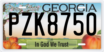 GA license plate PZK8750
