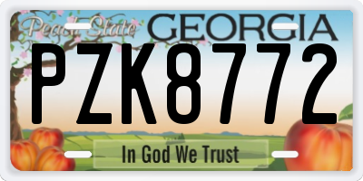 GA license plate PZK8772
