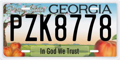 GA license plate PZK8778