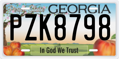GA license plate PZK8798
