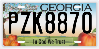 GA license plate PZK8870