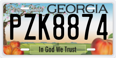 GA license plate PZK8874