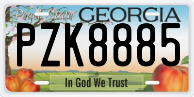 GA license plate PZK8885