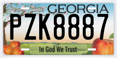 GA license plate PZK8887