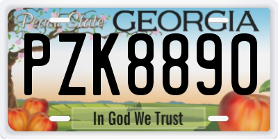 GA license plate PZK8890
