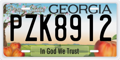 GA license plate PZK8912