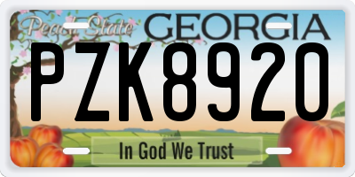 GA license plate PZK8920