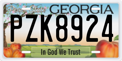 GA license plate PZK8924