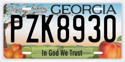 GA license plate PZK8930