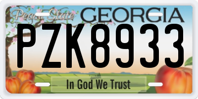 GA license plate PZK8933