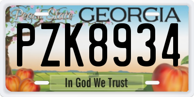 GA license plate PZK8934