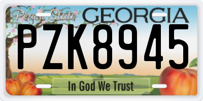 GA license plate PZK8945