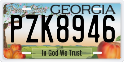 GA license plate PZK8946