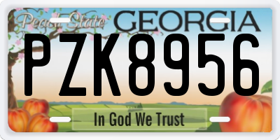 GA license plate PZK8956