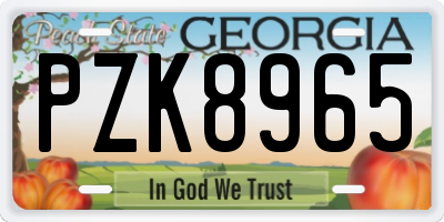 GA license plate PZK8965