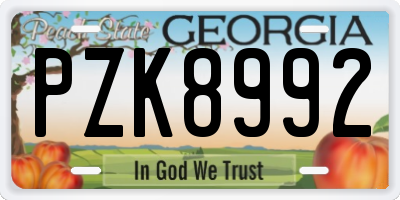GA license plate PZK8992