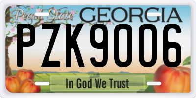 GA license plate PZK9006