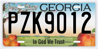 GA license plate PZK9012