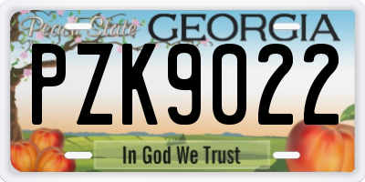 GA license plate PZK9022