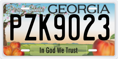 GA license plate PZK9023
