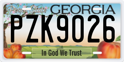GA license plate PZK9026
