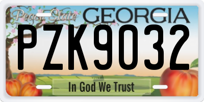 GA license plate PZK9032