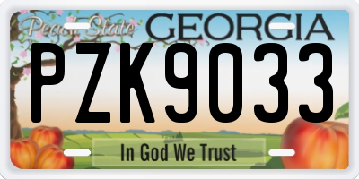 GA license plate PZK9033