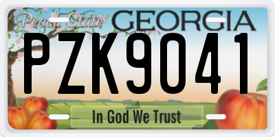 GA license plate PZK9041