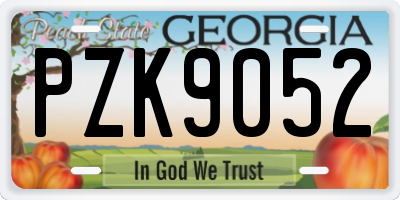 GA license plate PZK9052