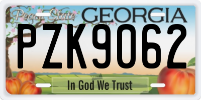 GA license plate PZK9062