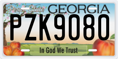 GA license plate PZK9080