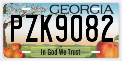 GA license plate PZK9082