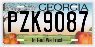 GA license plate PZK9087