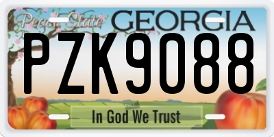 GA license plate PZK9088
