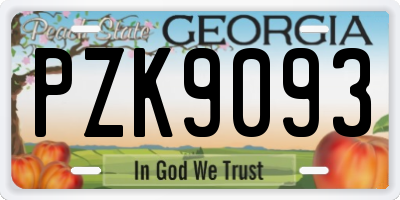 GA license plate PZK9093