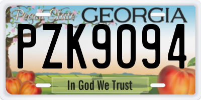 GA license plate PZK9094