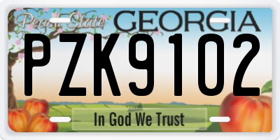 GA license plate PZK9102